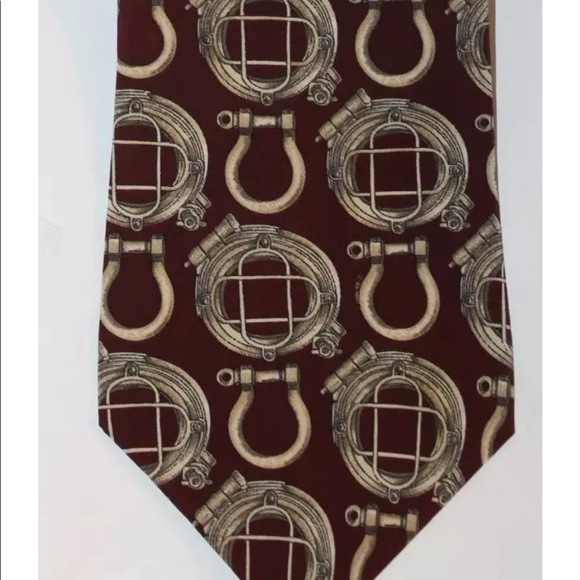Gianfranco Ferre Men Neck Tie Burgundy Equestrian Italy Made 100% Silk - Picture 2 of 7